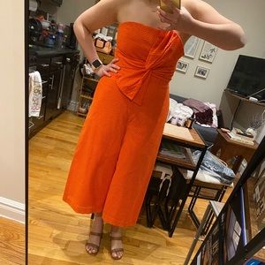 Anthropologie Eyelet Orange Jumpsuit